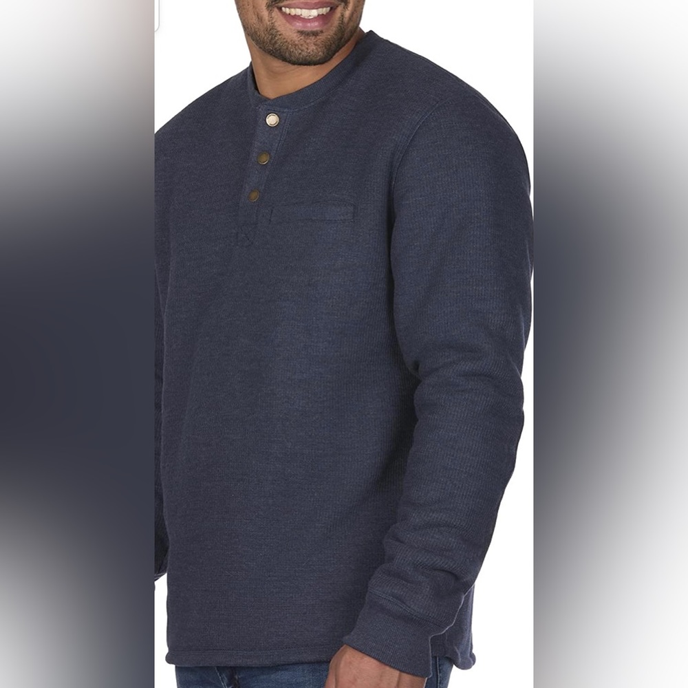 Quarter button, sherpa lined henley shirt